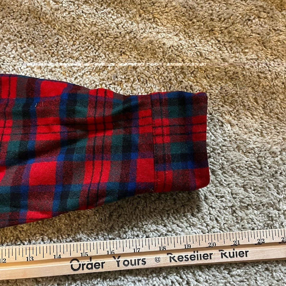 VTG 70s‎ Pendleton Board Shirt Red Plaid Wool Flannel Men's M USA Loop Collar - Picture 9 of 9